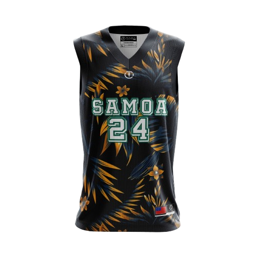 BASKETBALL VEST SAMOA - Floral Black