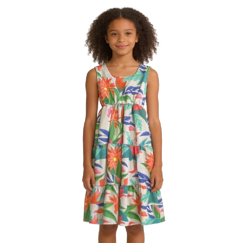 Kids Tropical Ruffle Dress